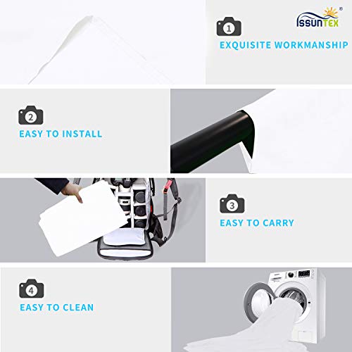 ISSUNTEX 5X7 ft Background Muslin Backdrop, Photo Studio, Collapsible High Density Screen for Video Photography and Television-White - color: White, size: 5X7 ft