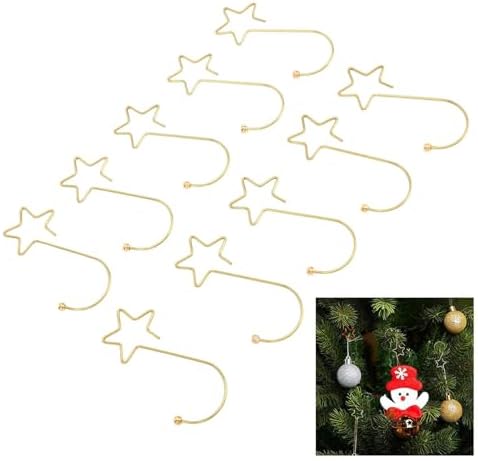 Jeanoko 120pcs Durable Star Shaped Christmas Tree Hooks Stainless Steel Ornaments Hangers for Easy Decoration Applicable to Christmas Easter Party (Gold)