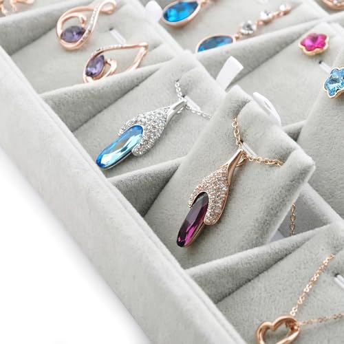 Oirlv Velvet Jewelry Tray 24 Grid liner Pendant Earrings Organizer Storage Trays Showcase Display Jewelry Holder - size: 24 Grid Pendant Tray