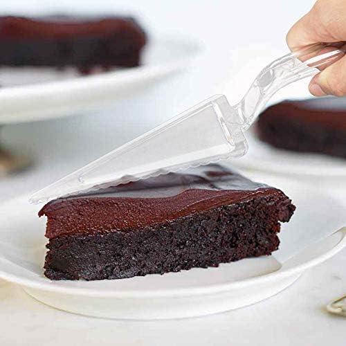 Fit Meal Prep 6 Pack 10 Inch Plastic Pie Server - Clear Disposable Cake Servers & Cutter Utensil, Heavy Duty Spatula for Serving Platter, Cutting Dessert, Pizza Pastry Slicer, Kitchen Knife