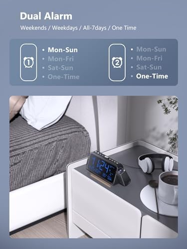 OnLyee Projection Clock for Bedroom Ceiling, Alarm Clock for Heavy Sleepers