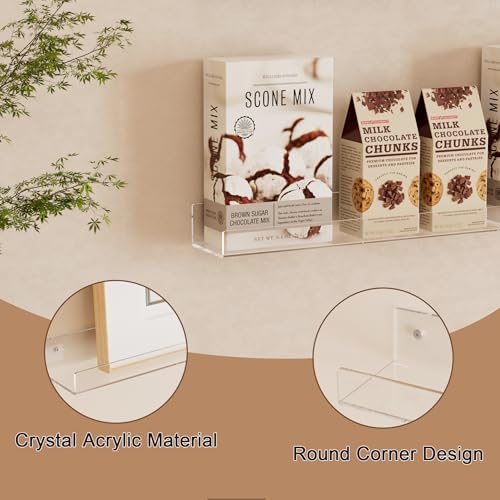 36'' Clear Acrylic Wall Long Shelf 2 Pack, Acrylic Floating Book Shelves, Wall Mounting Invisible Ledge Book Shelf - color: Clear, size: 36 Inch