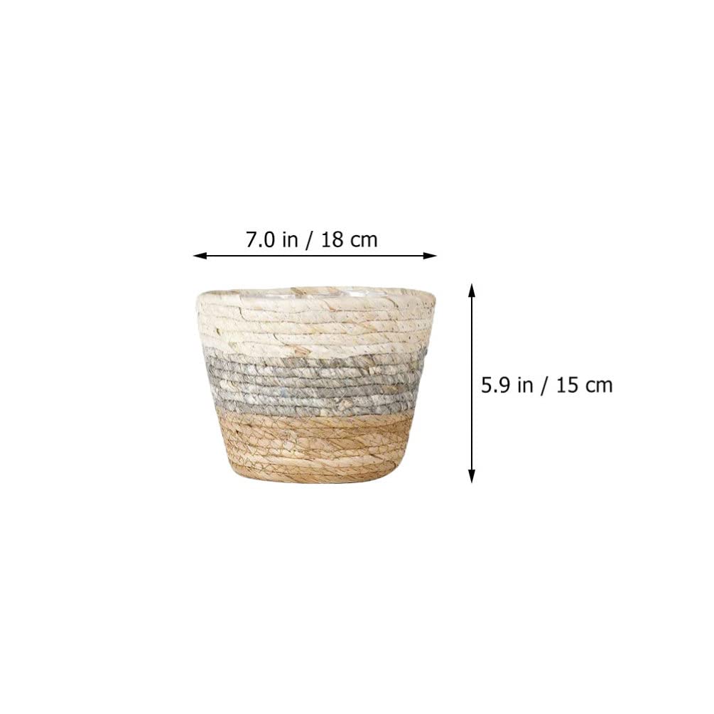 Operitacx Handmade Sea Grass Plant Basket 2 Pack Decorative Flower Holder Baskets for Home