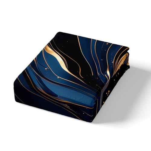 Feelyou Geometric Bed Sheets Set King Size Modern Art Bedding Set for Kids Boys Girls Modern Marble Aesthetic Sheets with Deep Pocket Fitted Sheet Abstract Marble Texture Printed Bedding Set - color: Dark Blue, size: King