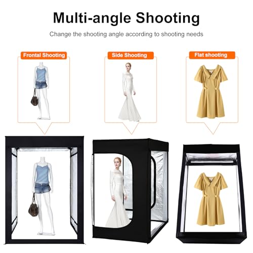 48"x78"x40" Large Photo Studio Light Box Photography, 8 Light LED Panels Dimmable Shooting Tent with 3 Color Backdrops Continuous Lighting Softbox for Model Clothing Photography - size: 48x78 in (8 LED Strips)