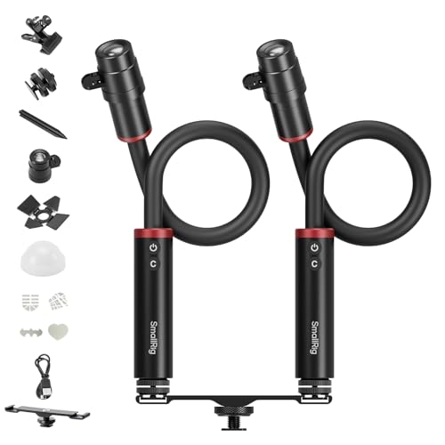 SmallRig RM 03 Macro Photography LED Light - 2 Pack, Adjustable Beam Angle, 5 Colors CRI95 TLCI92, Bendy Light with Cold Shoe Extension Bar, Clamp, Diffuser, Spotlight, Barndoor, Gobos, Stake - 5796 - color: RGB (2 Pack)
