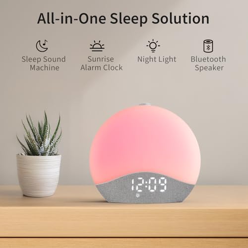 EASYERA Sunrise Alarm Clock Sound Machine, 26 Soothing Sounds
