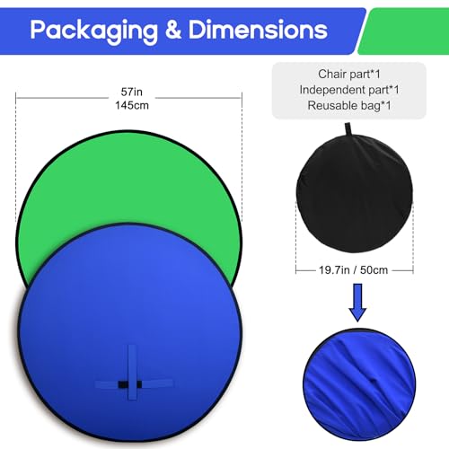 Portable Blue Green Screen Chair, 57 in Greenscreen Backdrop with Stand 2-in-1Double Sided Foldable Green Background, for Video Chats and Meetings, Photography, Photo Zoom, Streaming Games - color: Green/Blue