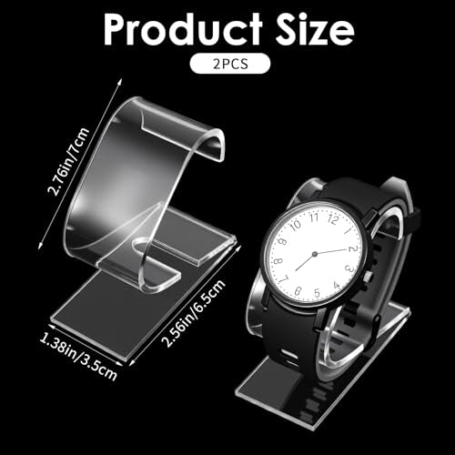 2 Pcs Clear Watch Stand, Acrylic Watch Display Holder, Single Portable Watches Display Stand, Simple Bracelet Holder Stands for Men Women Home Bedroom Office Desk Watches Decoration