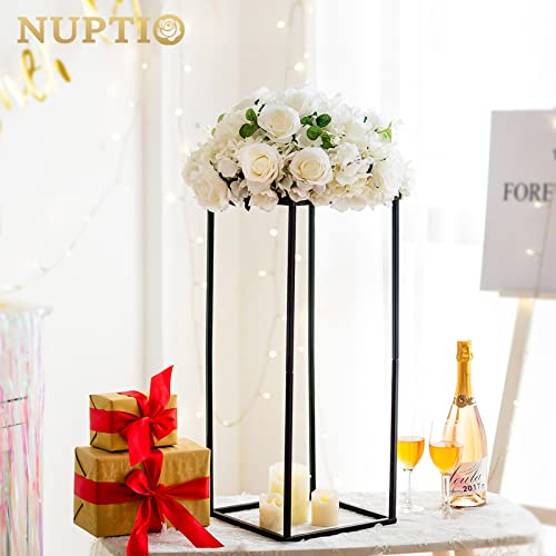 Nuptio Black Vases - 2 Pcs, 23.6 Inch Tall, For Wedding & Home Centerpieces - color: Black, size: 23.6 inch - 2 PCS