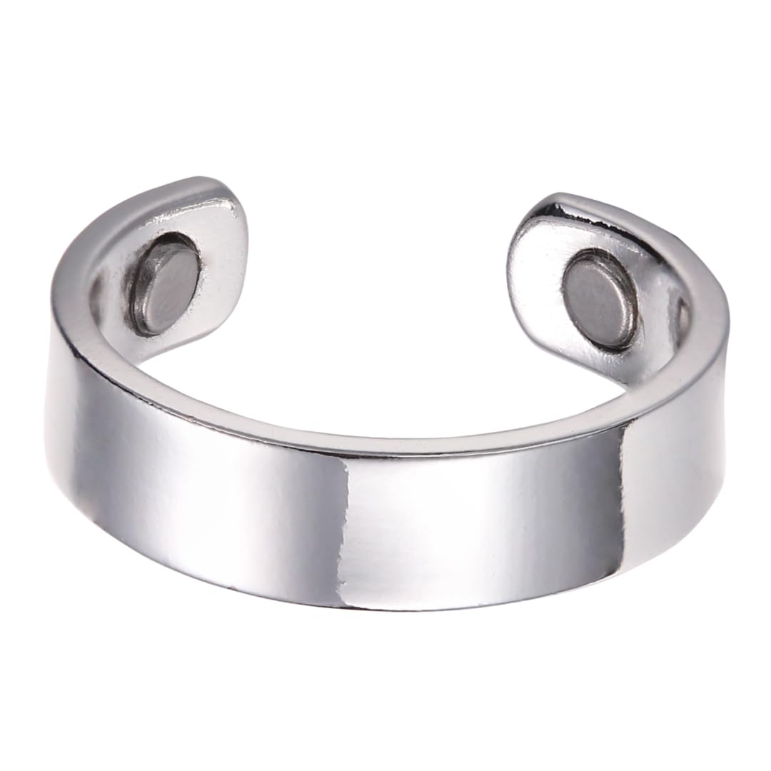 Earth Therapy - Elegant Women or Men's Ring Band in Polished Silver | Magnetic Therapy Ring