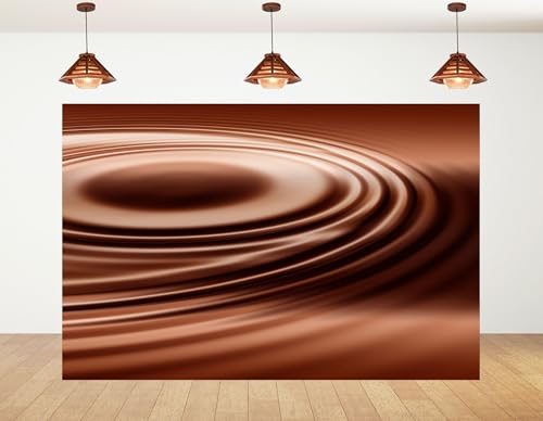 4x4ft Swirling Melted Chocolate Backdrop Smooth Rich Brown Liquid with Glossy Texture Photography Background for Dessert Baking Themed Party Decorations Banner Photo Booth Props - size: 4x4ft