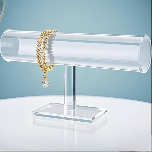 ChezMax Necklace Jewelry Display Jewelry Stand Hovering T-Bar Bracelet Holder for Home Organization - color: G-Transparent