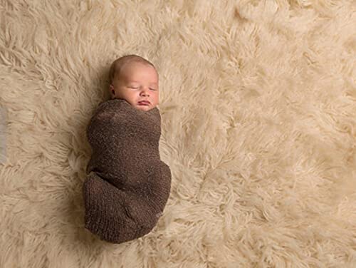 Newborn Photography Props Wrap Stretch Long Ripple Blanket Yarn Baby Photo Props Boy Girl Cloth Fabric Layer - color: Coffee