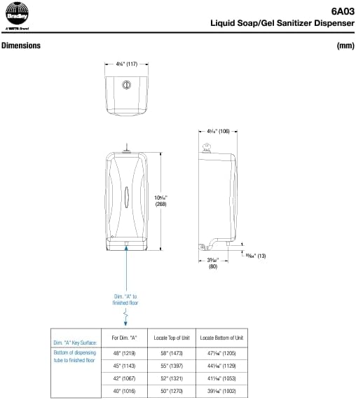 Bradley 6A03-110000 Automatic Liquid Soap/Gel Sanitizer Dispenser, 27-Ounces