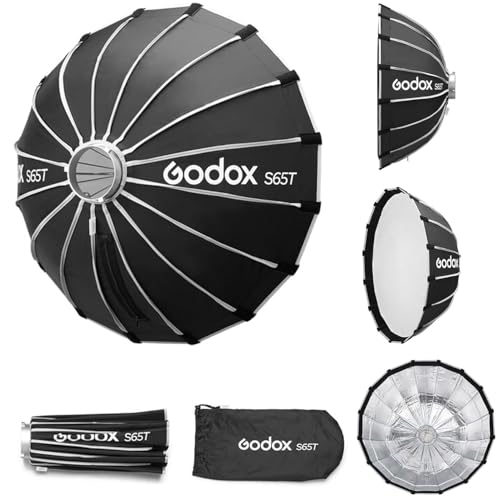 Godox S65T 65cm/25.6in Softbox Bowens Mount, 1s Quick Release & Close, Portable Umbrella Soft Box Fast Setup with Diffusers for Photography Monolight Studio Strobe Continuous Light Accessories - size: S65T-65cm