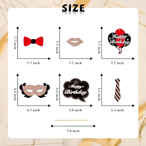 Happy Birthday Photo Booth Props, Women Girls Birthday Photoshoot Funny Bday Party Photography Props Favor Centerpiece Sticks Decorations 40 PCS