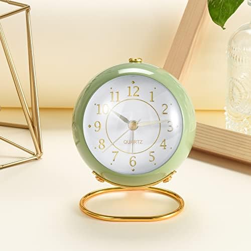Tetino Analog Alarm Clocks,Retro Backlight Cute Simple Design Small Desk Clock with Night Light,Silent Non-Ticking,Battery Powered,for Kids,Bedroom,Travel,Kitchen,Bedside Desktop. (Orange)
