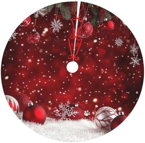 Christmas Tree Skirt Christmas Red Ball Winter 36 Inch for Xmas New Year Nightmare Before Christmas Decorations Lobby Home