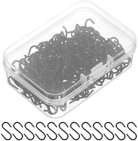 FENICAL 150pcs Mini Black Metal S Shape Hooks for Hanging Ornaments