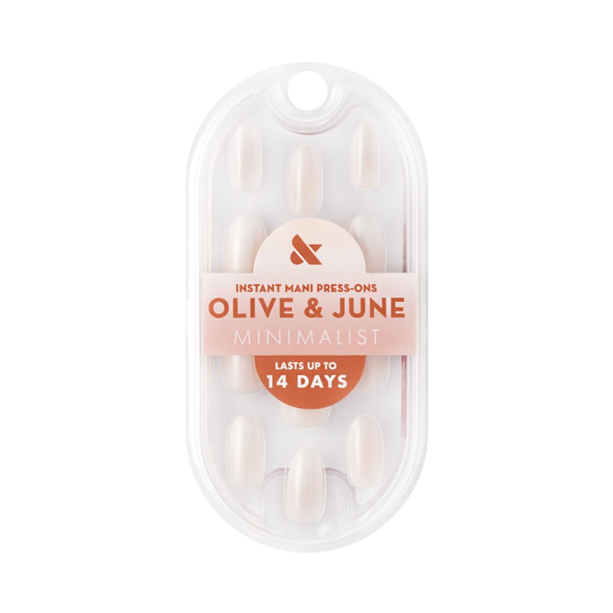 Olive & June Minimalist Instant Mani Press On Nails (Glue) | 42 Fake Nails, 21 Sizes | Non-Toxic, Long-Lasting Barely-There Look | Salon-Quality at Home | Medium, Oval | Pure White Syrup Gradient