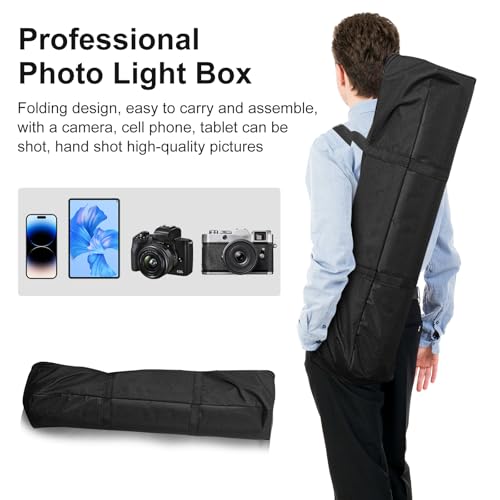 48"x78"x40" Large Photo Studio Light Box Photography, 8 Light LED Panels Dimmable Shooting Tent with 3 Color Backdrops Continuous Lighting Softbox for Model Clothing Photography - size: 48x78 in (8 LED Strips)