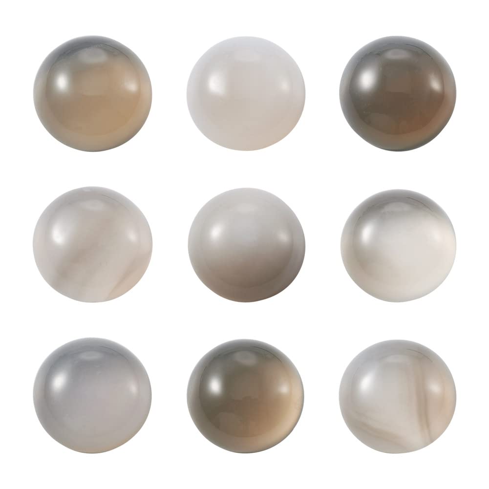 Fashewelry 50Pcs 12mm Natural Gray Agate Cabochon Stone Half Round Beads Flat Back Healing Crystal Gemstone Chakra Beads for Jewelry Crafts Making