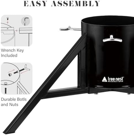 Ree Nest Christmas Tree Stand Base Tree Holder Modern Design for 8.5ft Real Trees Steel Stable for Xmas Tree Decoration Geometric (Medium, Black)