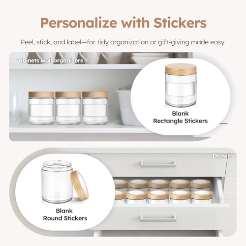 8 oz Glass Jars with Lids, 12 Pack Small Glass Jars with Plastic Woodgrain Lids, Lotion Container Empty Cosmetic Travel Containers for Sample, Cream, Lotion, Honey, Powder - color: Clear-Woodgrain Lids, size: 8 Ounces