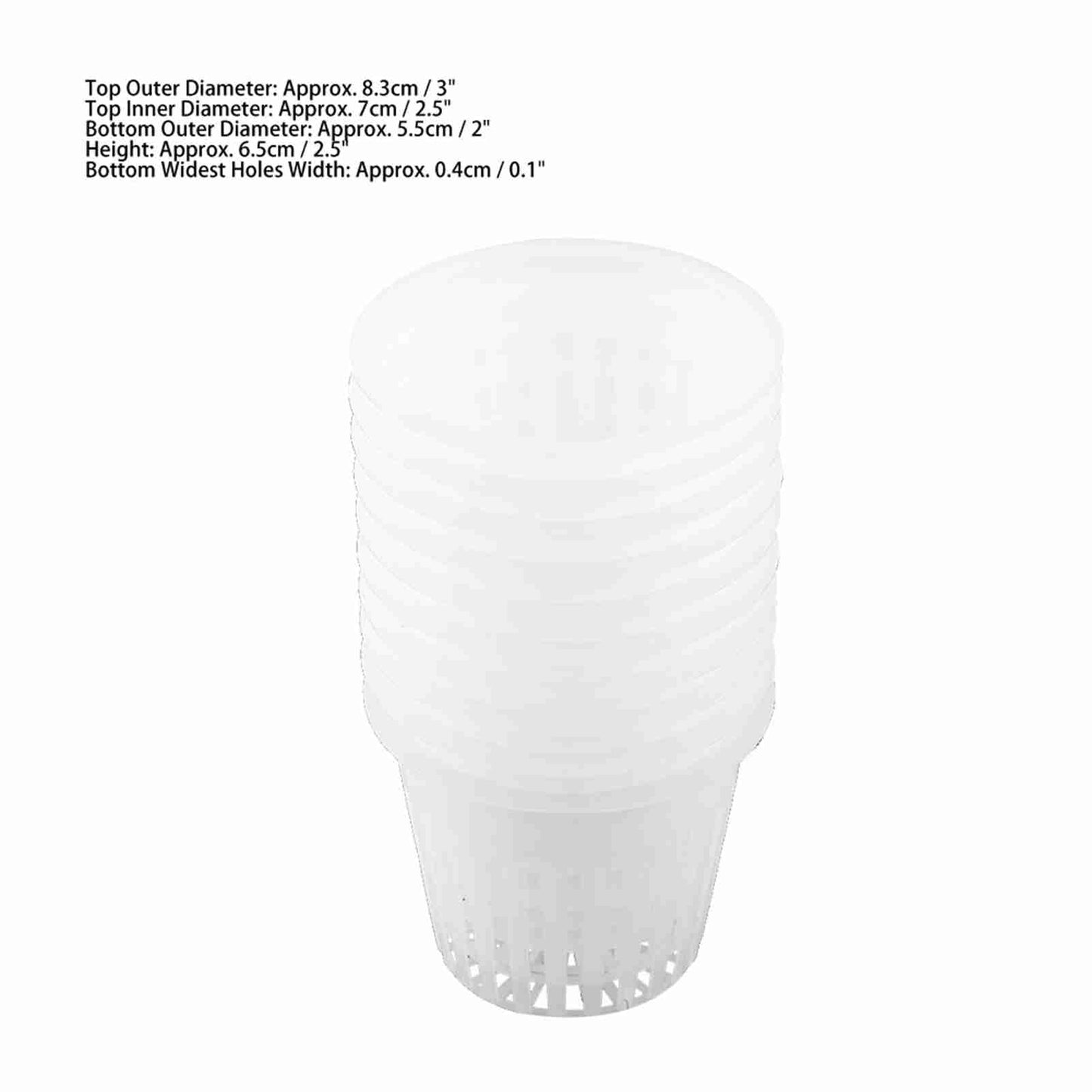 Hydroponic Net Cups, 10 Pack, 3 Inch, White, PP Plastic Mesh Pot Basket for Aeroponic Systems, Indoor and Outdoor Plant Growing