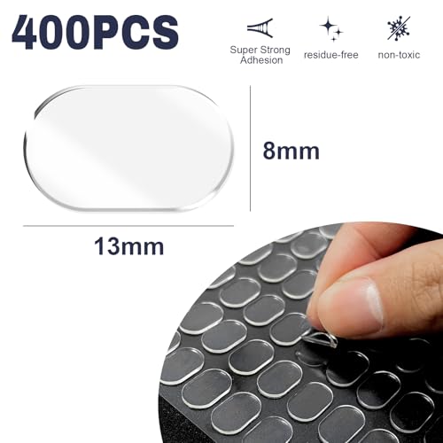 400PC Double Sided Sticky Dots Removable, Clear Museum Putty & Wall Safe Tape for Balloons, Photos, Crafts, Posters - Reusable Adhesive Dots (Round) (Rectangle)