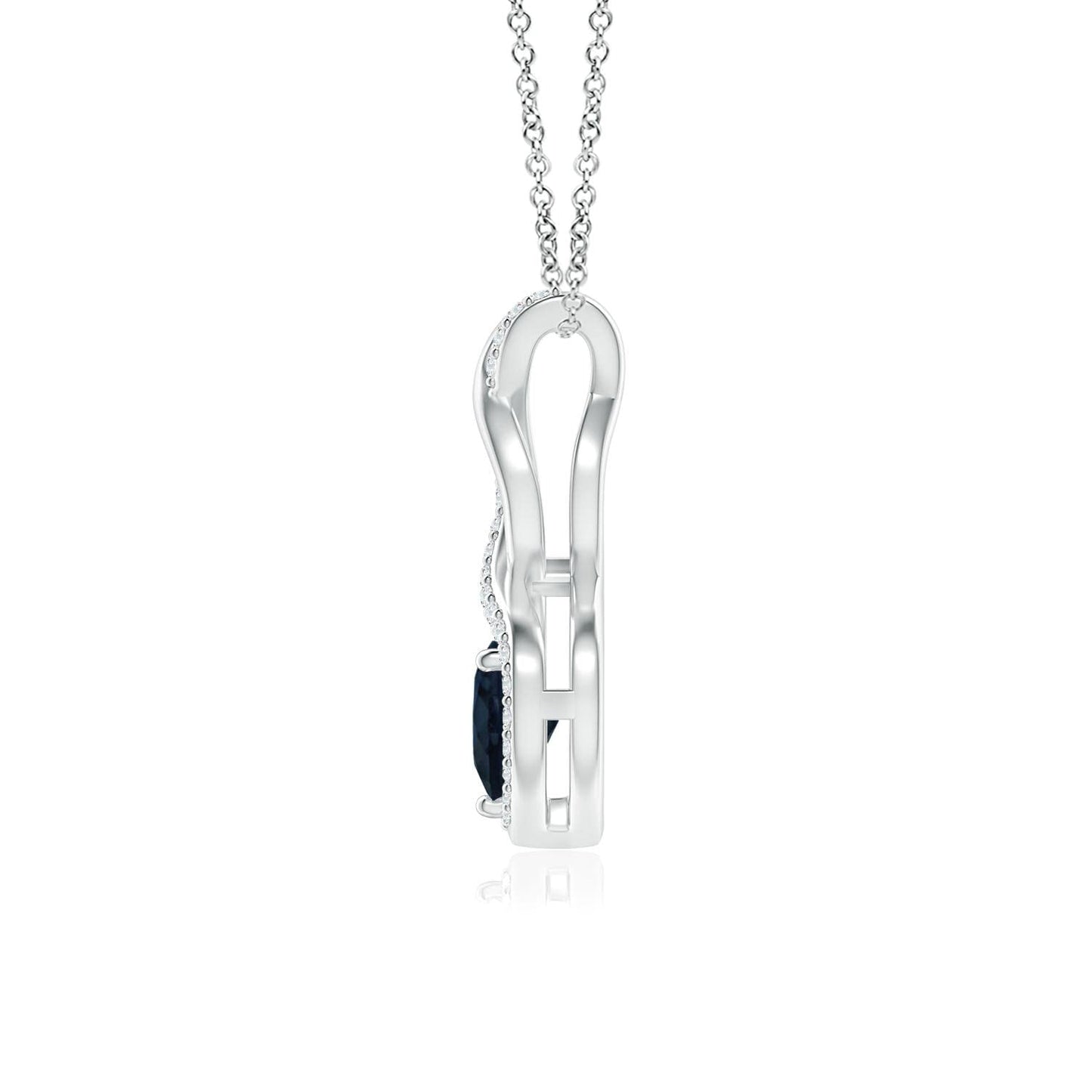 Angara Natural Blue Sapphire Pendant for Women | Heart-Shaped Blue Sapphire Infinity Pendant with Diamond Accents in Platinum | September Birthday, Anniversary, Gemstone Jewelry Gift | A | 4mm