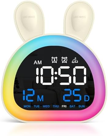 Alarm Clock for Kids, Ok to Wake Up Clock with 9 Color Night Light, Dual Alarms, 5 Level Volume & Brightness Adjustment, 6 Ringtones, Bedroom Alarm Clock for Toddlers, Teens, Girls Gifts