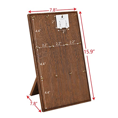 Ikee Design Wooden Jewelry Display Stand with 12 hooks, Earring Display with Hooks, Bracelet, Earring, Keychain Stand for Selling,7.8W x 7.8D x 15.9H in, Brown Color - color: Brown