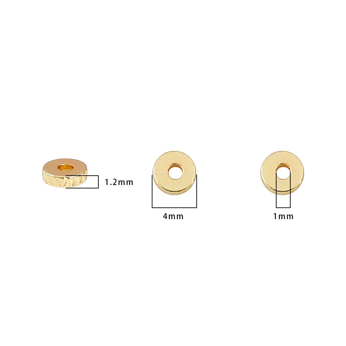 BEADIA 14K Gold Plated Disk Spacer Beads 4x1.2mm 50pcs for Jewelry Making Findings Non Tarnish