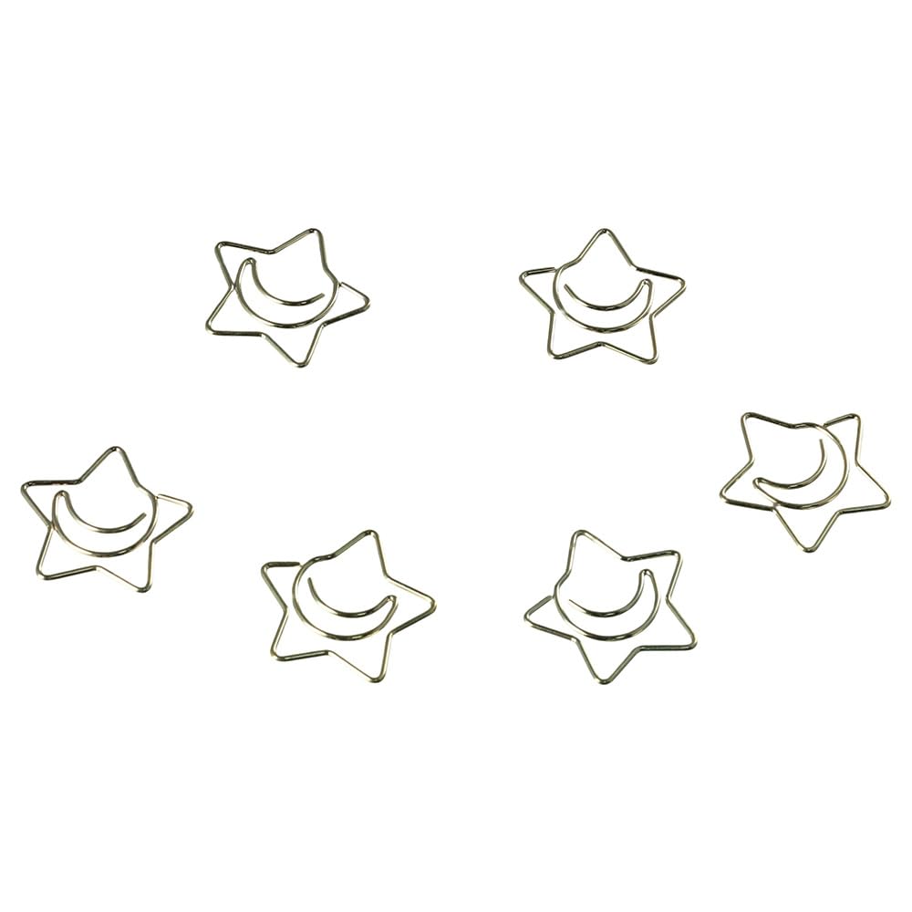dohobby 50pcs Creative Moon and Star Shaped Paper Clip, Cute Gold Metal Bookmarks Memo Clips Set with Storage Box,Office Accessories for Home, Office