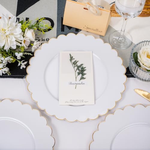 SUT 72 Pcs White Plates Disposable, White Plastic Plates With Gold Trim, 10.25 Inch Gold Dinner Plates, Fancy Plastic Plates, Plates Disposable Heavy Duty for Parties, Banquets - color: White Gold, size: 10.25 Inch