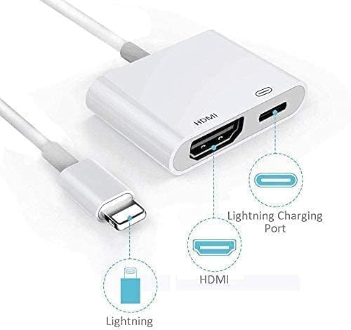 Apple MFi Certified Lightning to HDMI Digital AV Adapter 1080P HD Video HDMI Sync Screen Connector Cable with Charging Port Compatible with iPhone 14/13/12/11/ X/ 8/7/ iPad on HDTV/Projector/Monitor
