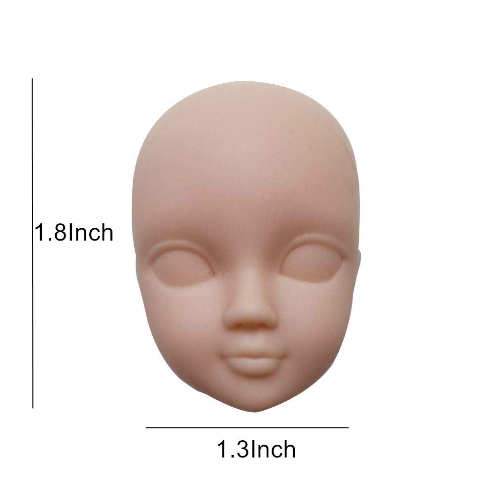 DoubleWood 10pcs 1/6 Doll Head Soft Plastic Doll Repainting Practice Makeup White Double-fold Eyelid DIY Heads for BJD Make Up