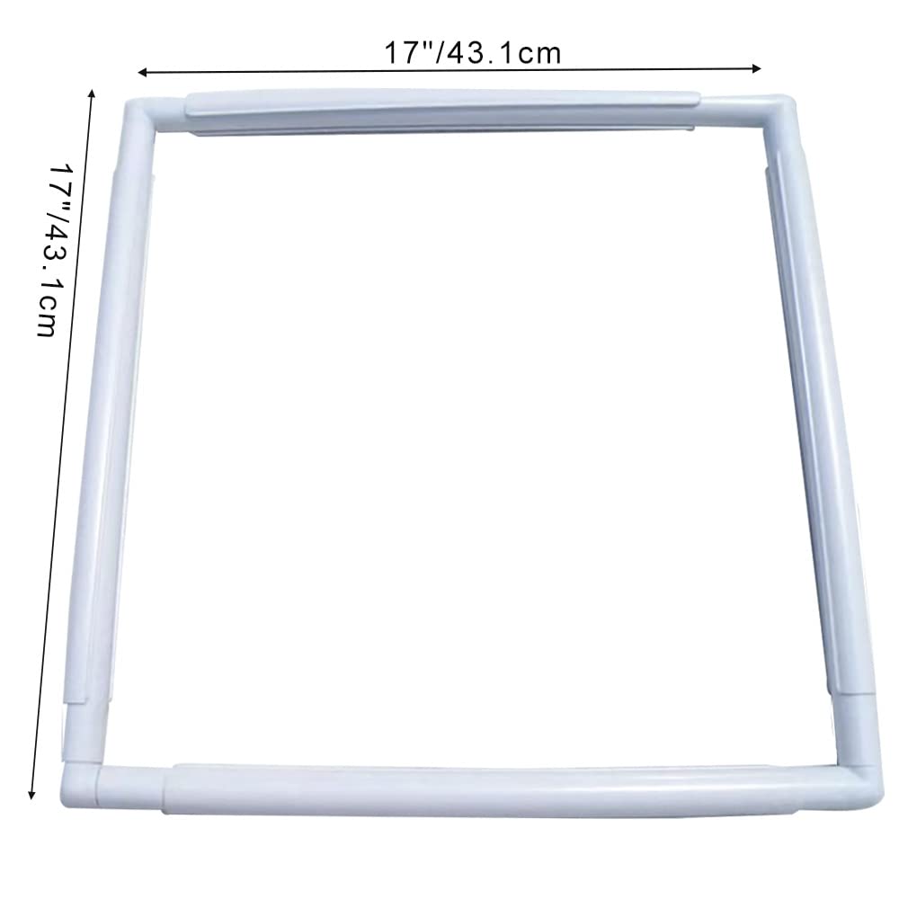 Square Embroidery Hoop 17 inch Cross Stitch Frame Large Embroidery Hoop Plastic Embroidery Frame Clip Quilting Frames for Hand Quilting, Cross Stitching , Needlepoint, Silk-Painting, Sewing