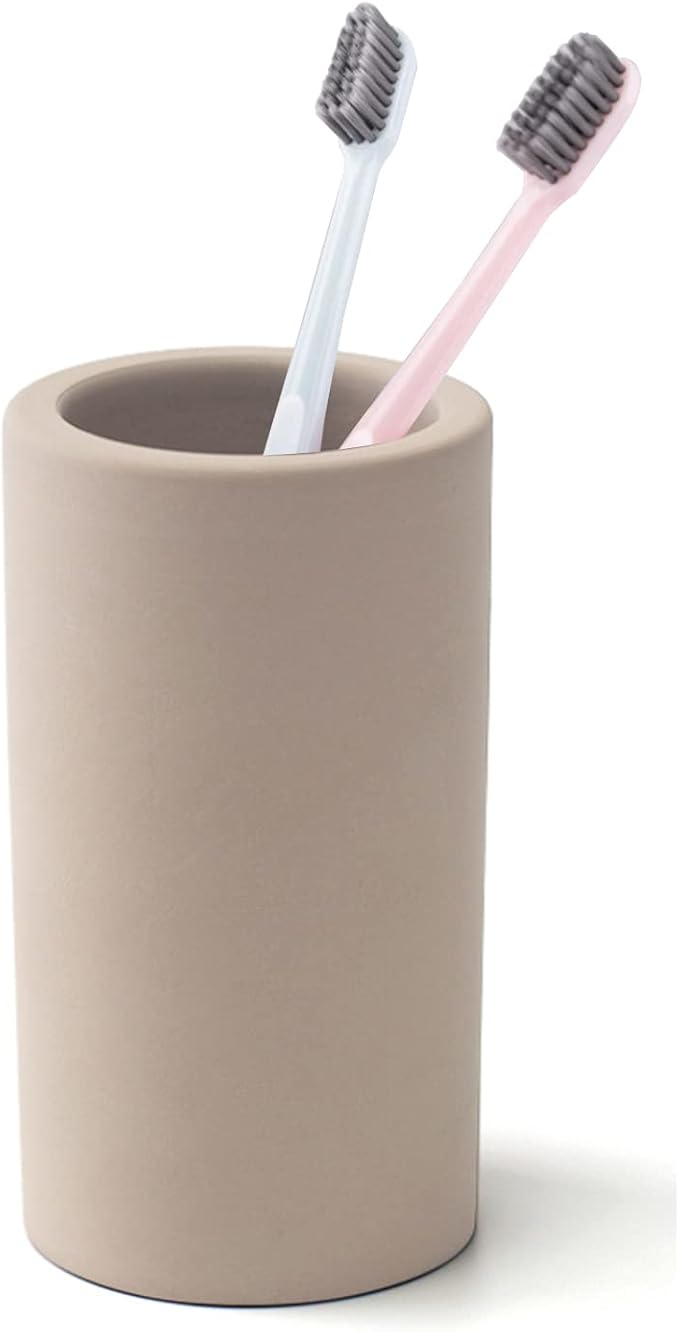 Toothbrush Holder -Bathroom Diatomite Toothbrush Holder,Desk Pen Holder,Stand Cup to Waterproof and Absorb Odor,Sleek and Modern Design Decrotion for Bathroom.(Brown)