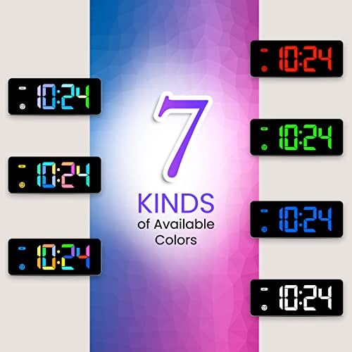 HODIK Alarm Clock for Kids -Digital Clock with 7 Color, 4 Dimmable Backlight & 3 Adjustable Volumes, 12/24 Hour, Snooze, Small Clocks for Classroom Bedroom