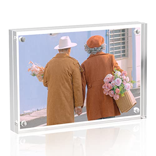 Sezanrpt Acrylic Photo Frames 3.5x5 Double Side Magnets Picture Frame, Magnetic Picture Frames for 3x4, 3x5, 3.5x4.5 photo, 10 + 10MM Thickness 1Pack - size: 3.5'' x 5''