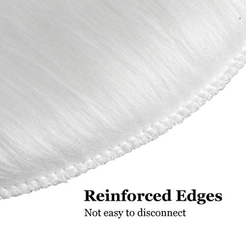 IVON 15.5 Inches White Round Faux Fur Rug, Fluffy Rug Cushion for Chair, Background for Nail Desk Photos - color: 1pcs White