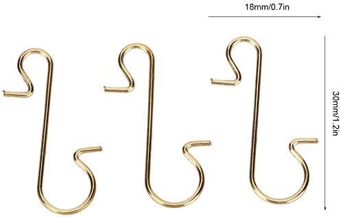 CHICIRIS Metal S Hooks, 100pcs Multi Purpose Christmas Tree Decor with Ornament Hanger for Home Holiday Decoration (Gold)