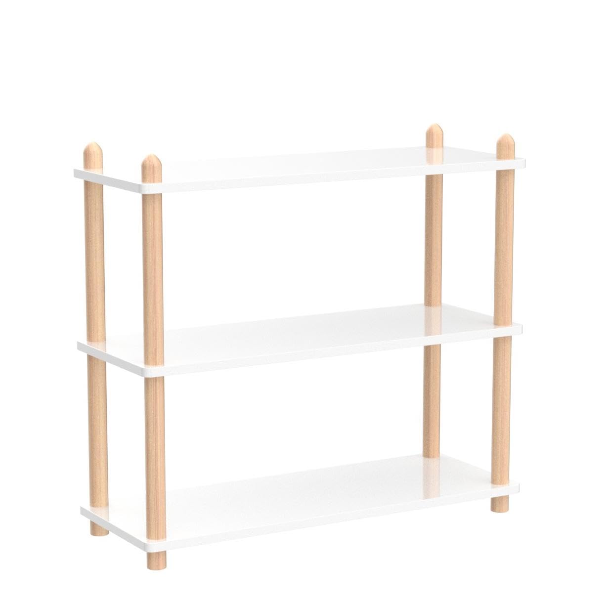 IOTXY 3-Tier Wooden Shelf Bookcase - Modern Open Bookshelf, Free Standing Storage Rack, Multifunctional Display Stand for Home and Office, White, Rectangle