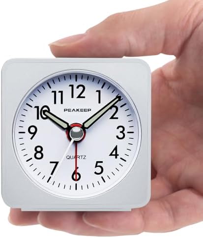 Peakeep Ultra Small, Battery Travel Alarm Clock with Snooze and Light