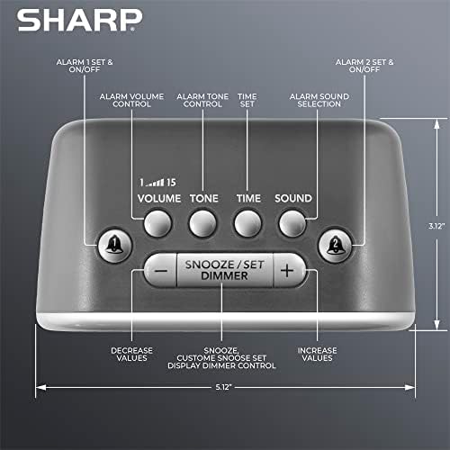 Sharp Big Bang Super Loud Alarm Clock for Heavy Sleepers, 115dB, 6 Sounds | Adjustable tone, custom snooze, 2 wake times, battery backup, hard of hearing, deep sleep, shift workers, dorm room, students