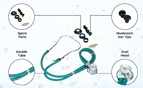 Primacare DS-9295-FG 30" Sprague Rappaport Style Stethoscope for Doctors, Nurses and Medical Students, First Aid Professional Dual Head Cardiology Kit for Men, Women and Pediatric, Frosted Glacier