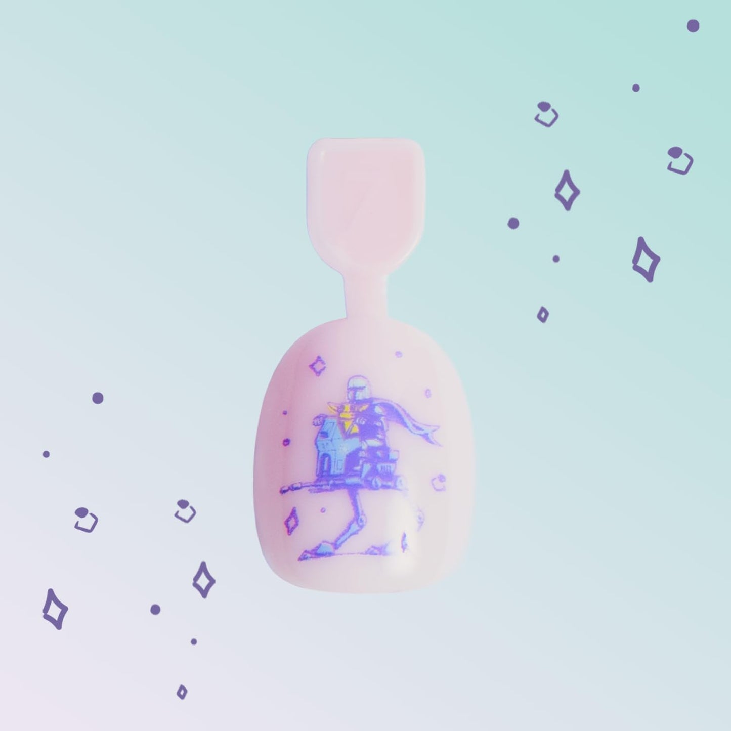 Olive & June Pressies Kids Press-On Nails (No Glue) | Star Wars: The Mandalorian & Grogu | 28 Fake Nails, 14 Sizes, 1 Nail File | Easy On-Off Mani Non-Toxic Tabs | XS/S, Round | Grogu + Mando = BFF